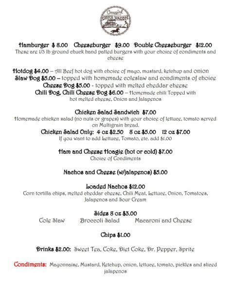 Cowgirl Chuckwagon - Menu 2