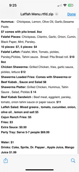 Laffeh Falafel & Shawerma - Menu 1