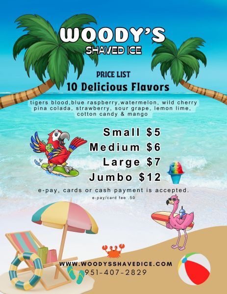 Woody's Shaved Ice - Menu 1